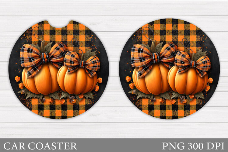 Fall Pumpkin Car Coaster. Fall Car Coaster Sublimation example image 1