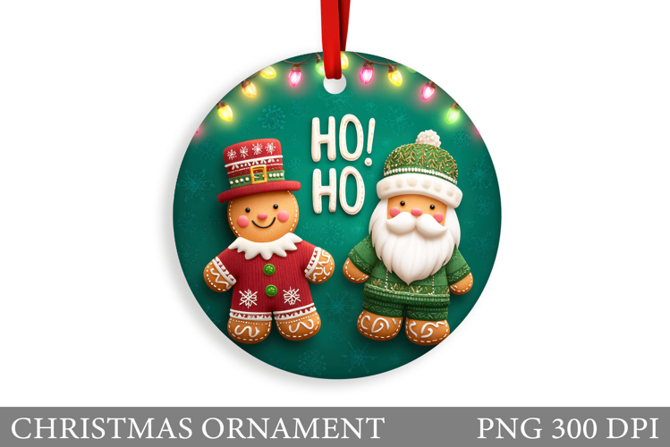 Gingerbread Christmas Ornament. Cute Raccoon Sublimation