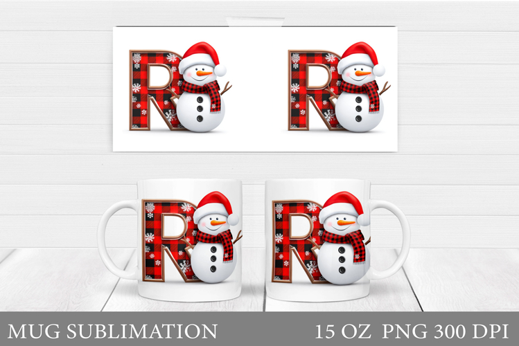 Christmas Letter R Sublimation. Christmas Mug Design