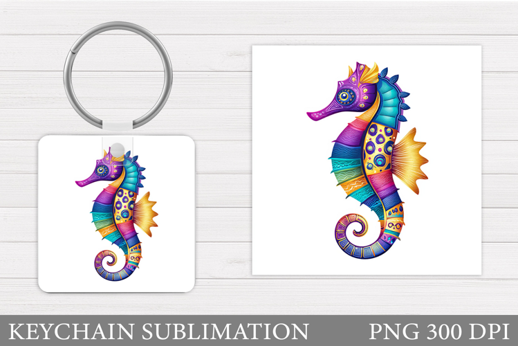 Seahorse Keychain Sublimation. Sea Keychain Design