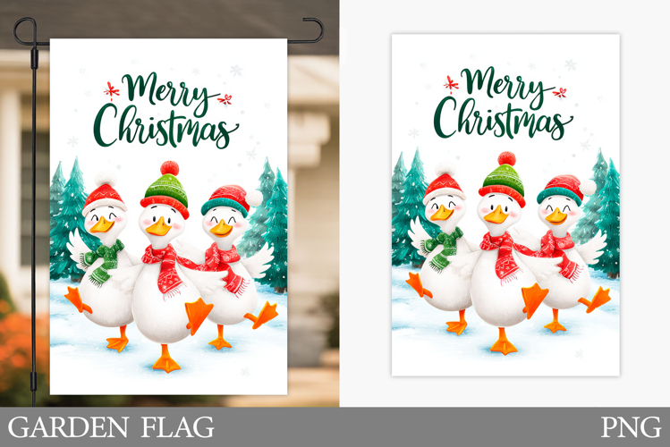 Christmas Goose Garden Flag. Christmas Garden Flag Design