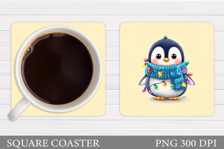 Christmas Penguin Coaster. Christmas Coaster Design