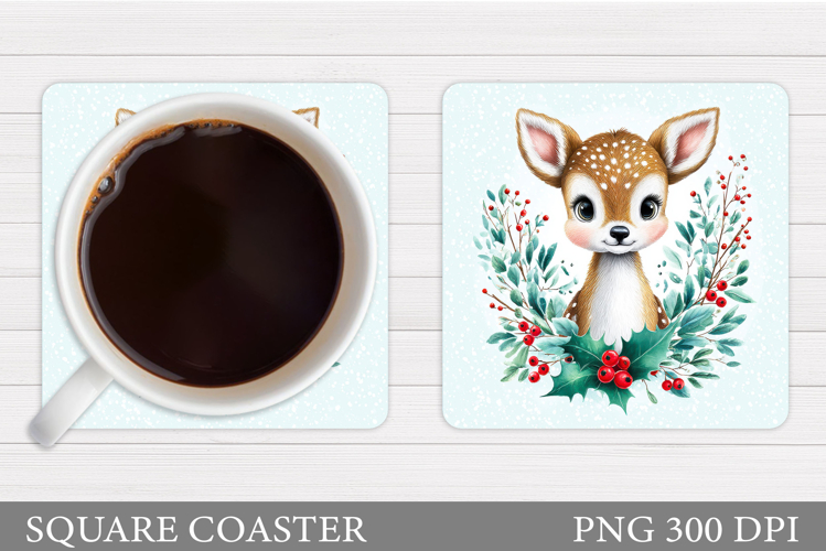 Christmas Deer Coaster Sublimation. Christmas Coaster Design