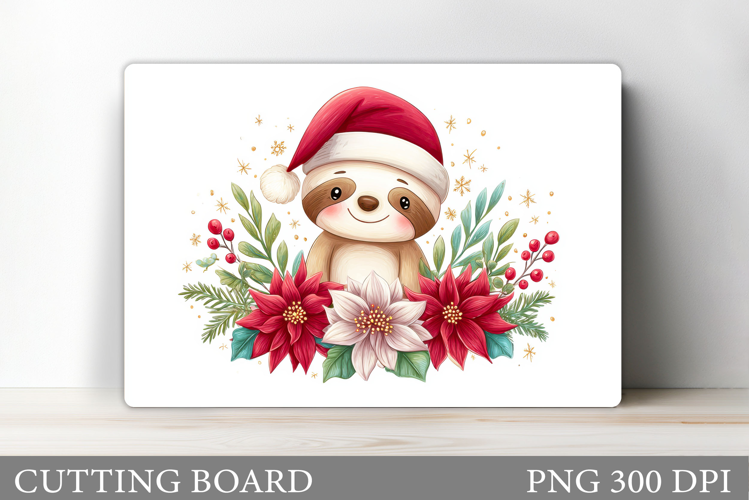 Christmas Sloth Cutting Board. Christmas Cutting Board