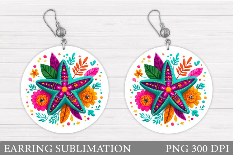 Starfish Earring Design. Sea Earring Sublimation
