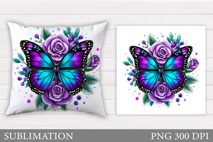 Butterfly Pillow Design. Butterfly Flowers Pillow