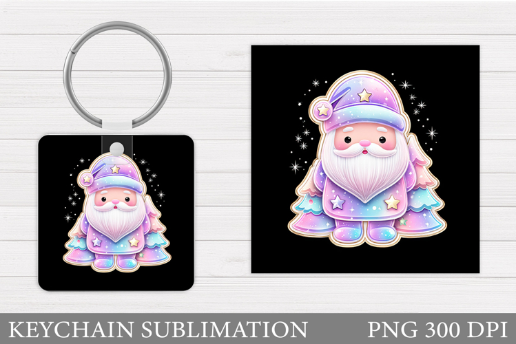 Merry Christmas Keychain. Santa Claus Keychain Design