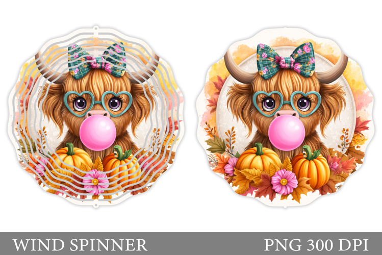 Fall Cow Wind Spinner Design. Fall Wind Spinner Sublimation
