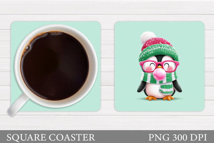 Christmas Penguin Coaster. Christmas Coaster Sublimation example image 1