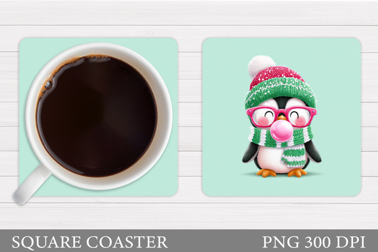 Christmas Penguin Coaster. Christmas Coaster Sublimation