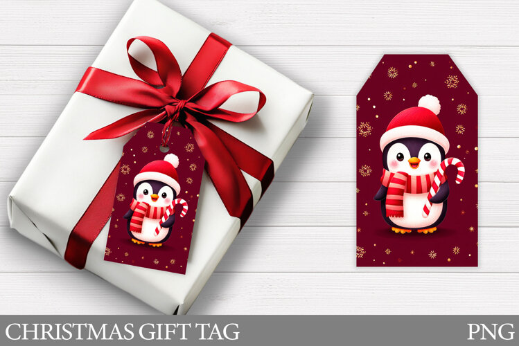 Christmas Penguin Gift Tag. Christmas Gift Tag Design example image 1