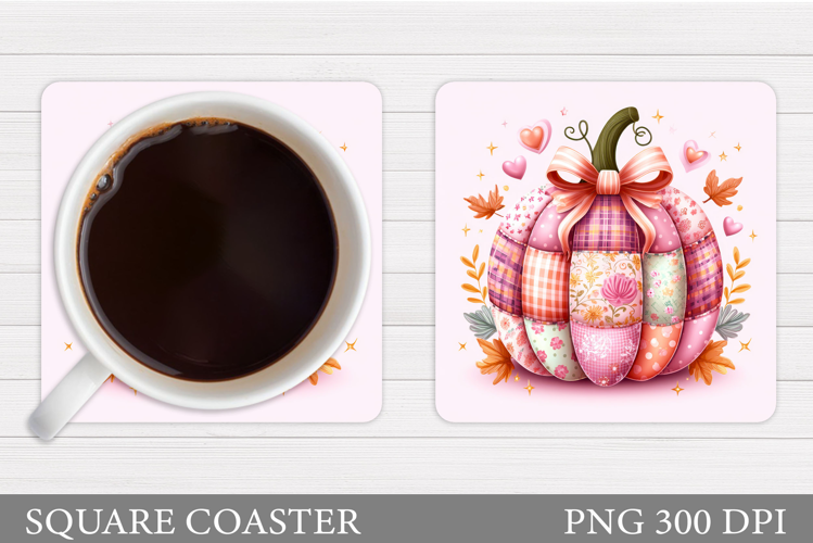 Patchwork Pumpkin Coaster. Fall Coaster Sublimation