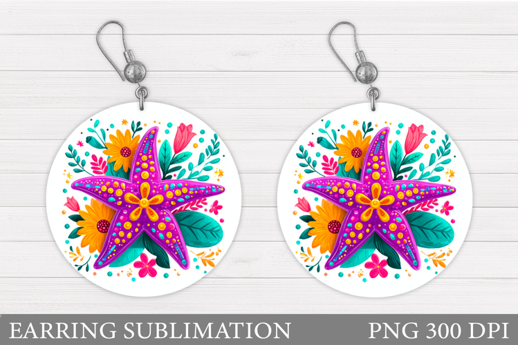 Starfish Earring Design. Sea Earring Sublimation