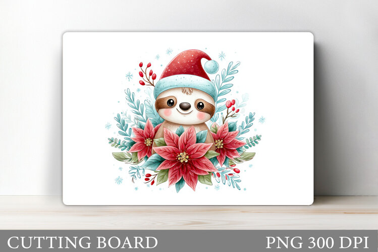 Christmas Sloth Cutting Board. Christmas Cutting Board example image 1