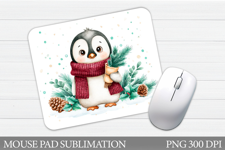 Cute Penguin Mouse Pad. Christmas Penguin Mouse Pad Design