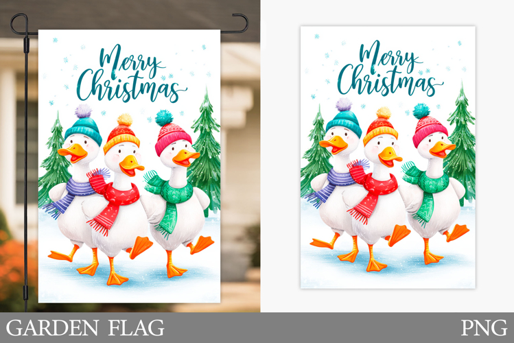 Christmas Goose Garden Flag. Christmas Garden Flag Design