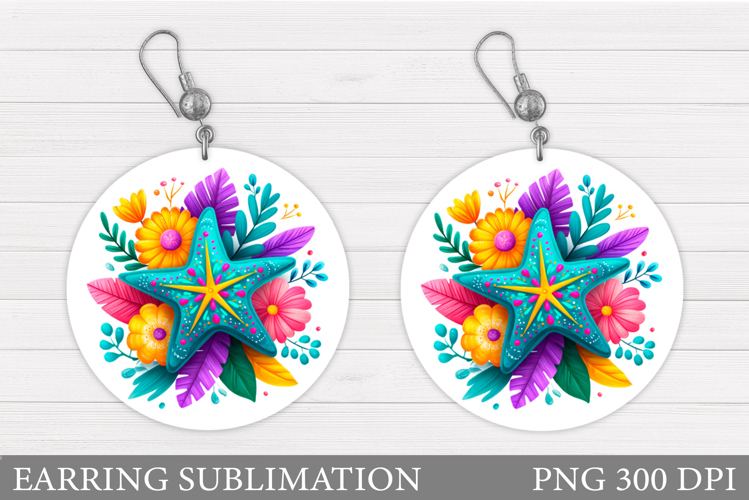 Starfish Earring Design. Sea Earring Sublimation