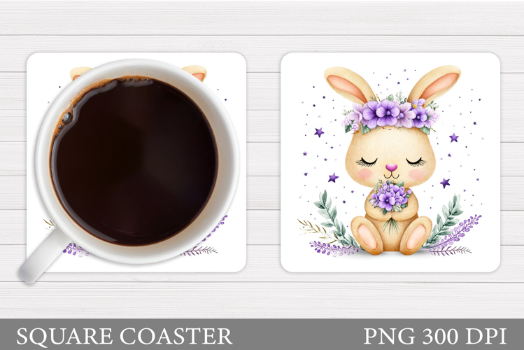 Cute Bunny Coaster Design. Cute Bunny Sublimation