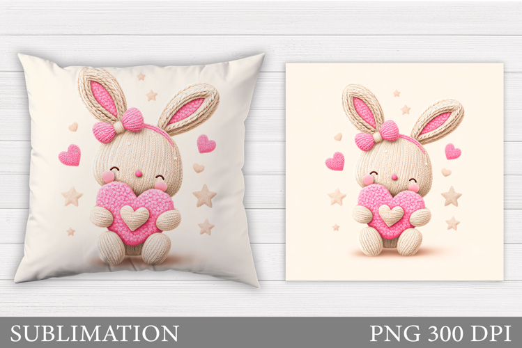 Valentines Bunny Pillow Sublimation. Valentine Pillow Design