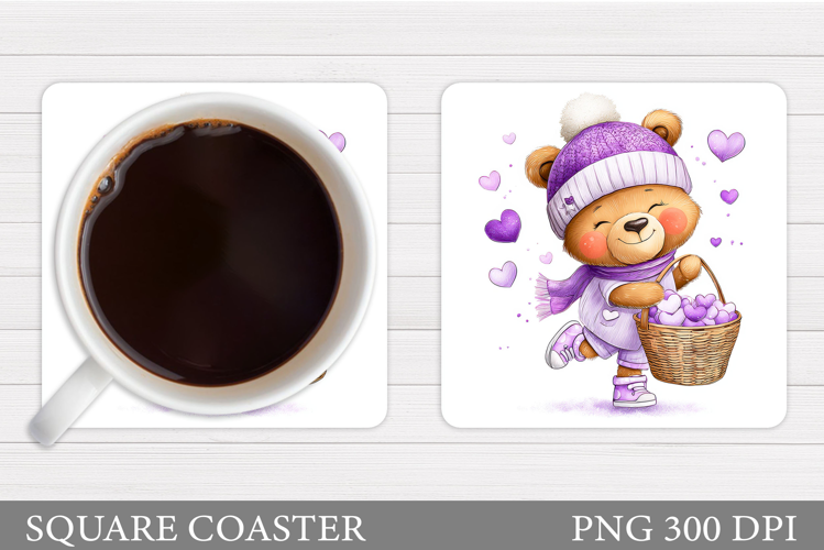 Valentines Bear Coaster. Valentines Coaster Design