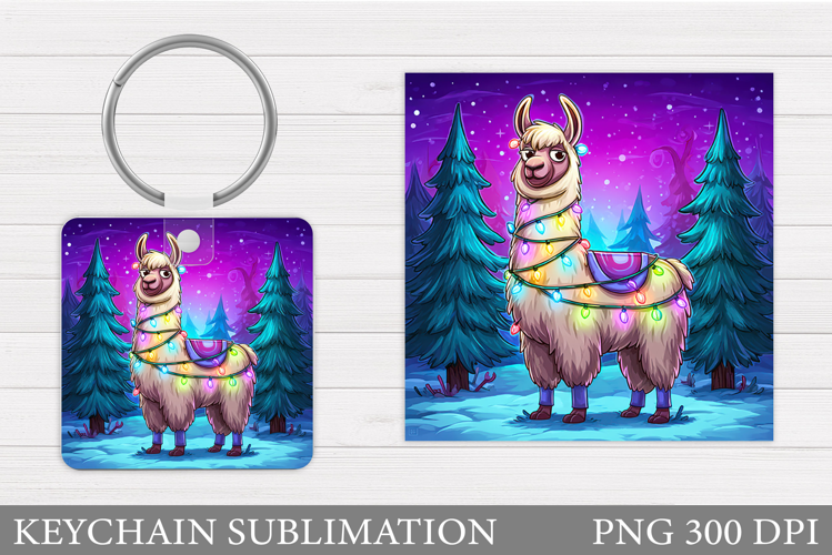 Christmas Lama Keychain. Cute Lama Keychain Design