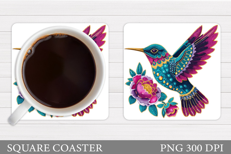 Hummingbird Square Coaster. Hummingbird Coaster Sublimation