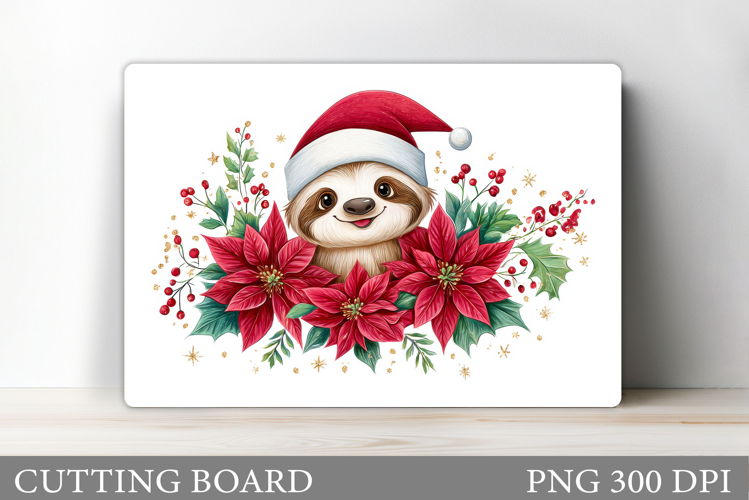 Christmas Sloth Cutting Board. Christmas Cutting Board
