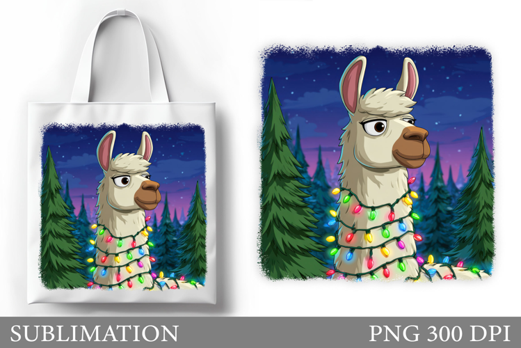 Christmas Lama Tote Bag. Christmas Tote Bag Sublimation