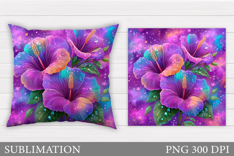 Hibiscus Pillow Design. Tropical Flowers Pillow Sublimation