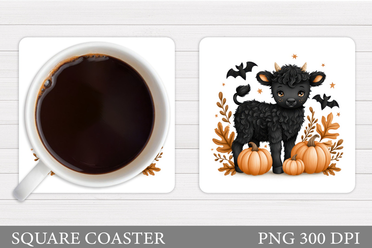 Halloween Cow Coaster Design. Halloween Coaster Sublimation