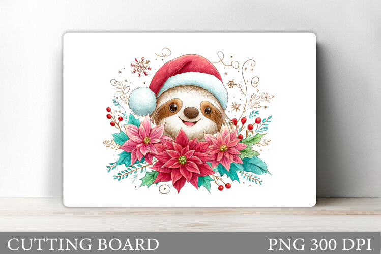 Christmas Sloth Cutting Board. Christmas Cutting Board example image 1