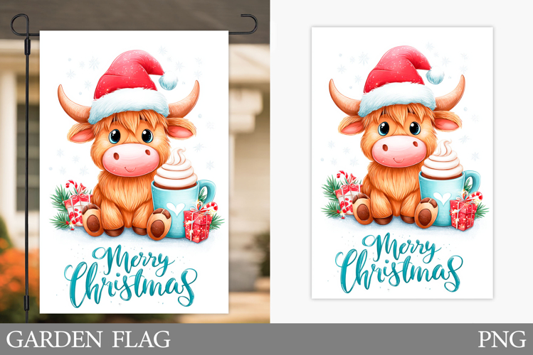 Christmas Cow Garden Flag. Christmas Garden Flag Design