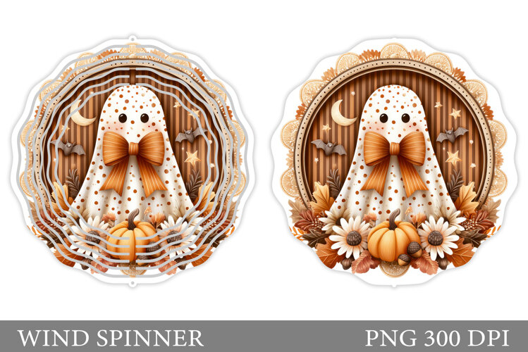 Cute Ghost Wind Spinner Design. Cute Halloween Wind Spinner example image 1