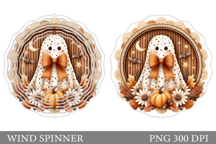 Cute Ghost Wind Spinner Design. Cute Halloween Wind Spinner