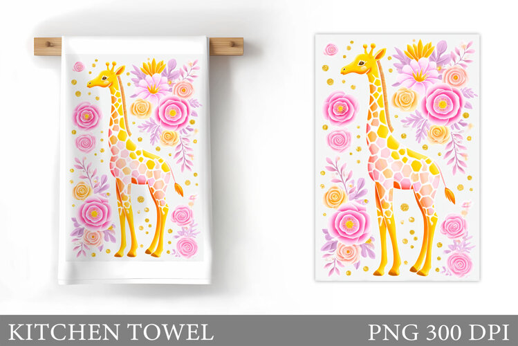 Cute Giraffe Kitchen Towel Design. Giraffe Sublimation example image 1