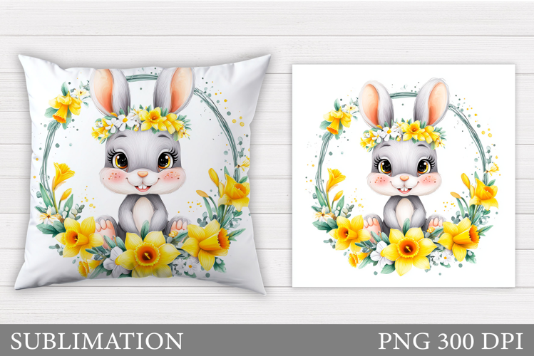 Cute Bunny Pillow Design. Cute Bunny Sublimation