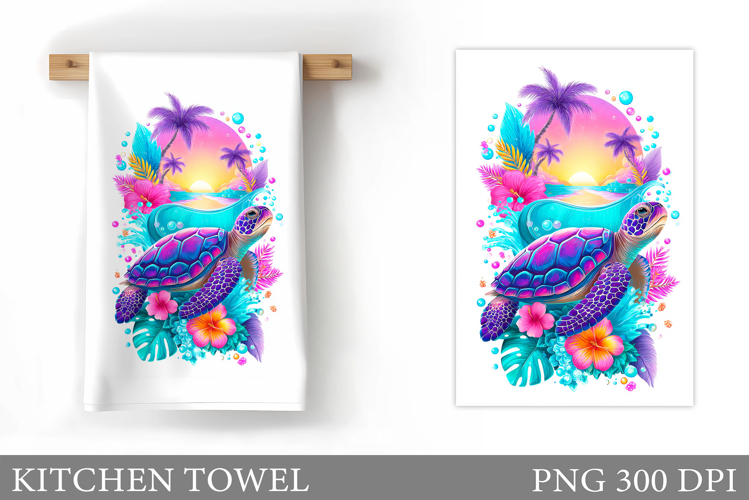 Sea Turtle Kitchen Towel Design. Sea Turtle Sublimation