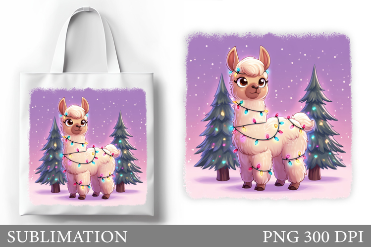 Christmas Lama Tote Bag. Christmas Tote Bag Sublimation