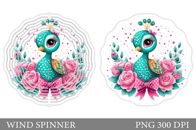 Cute Peacock Wind Spinner. Cute Peacock Sublimation example image 1
