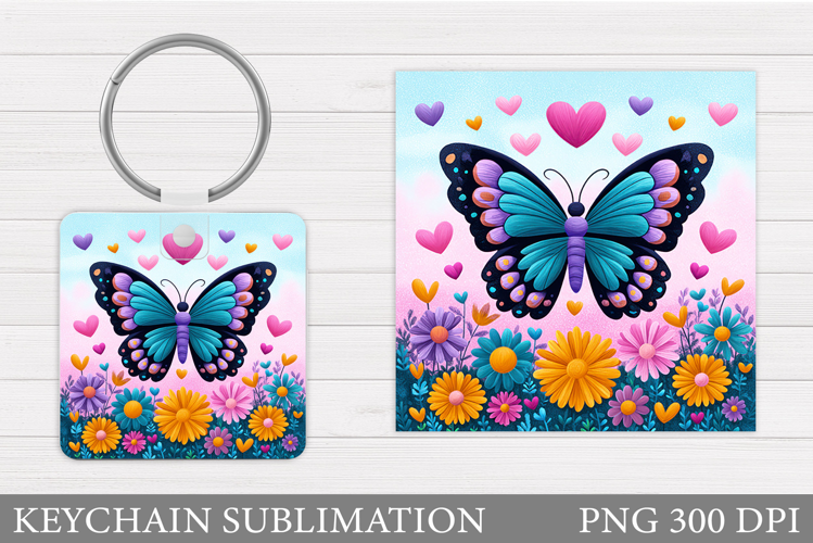 Butterflies Keychain Design. Butterfly Keychain Sublimation