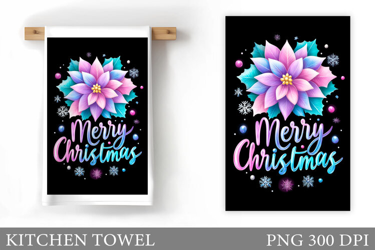 Christmas Kitchen Towel Design. Merry Christmas Sublimation example image 1