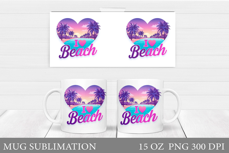 Beach Mug Wrap Design. Sea Mug Sublimation