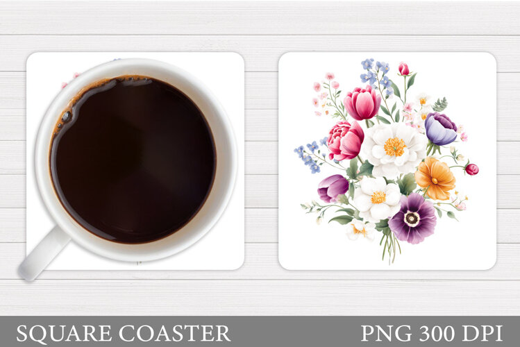 Floral Coaster Design. Flowers Coaster Sublimation example image 1