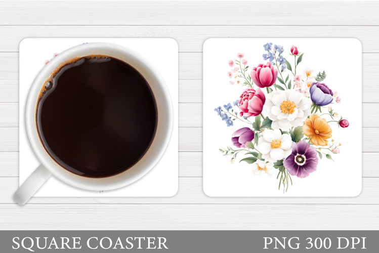 Floral Coaster Design. Flowers Coaster Sublimation