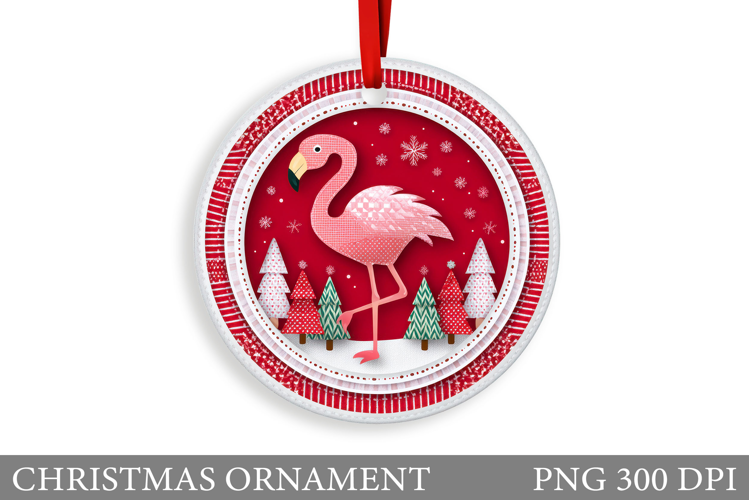 Flamingo Christmas Ornament. Christmas Ornament Sublimation
