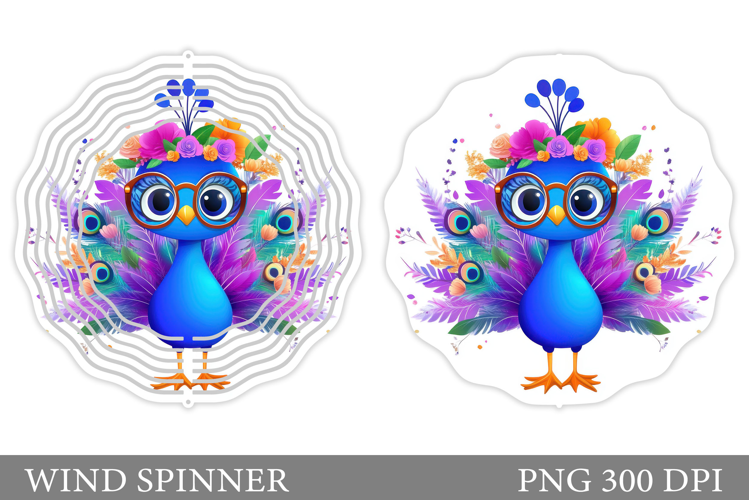 Cute Peacock Wind Spinner Design. Cute Peacock Sublimation