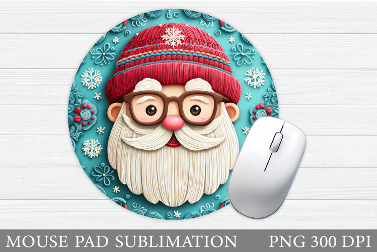 Cute Santa Claus Mouse Pad. Christmas Mouse Pad Sublimation example image 1