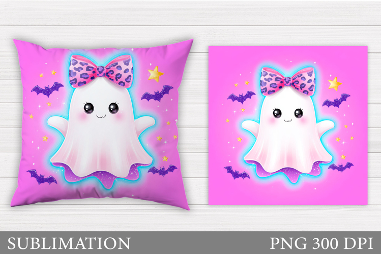 Cute Ghost Pillow Design. Halloween Pillow Sublimation