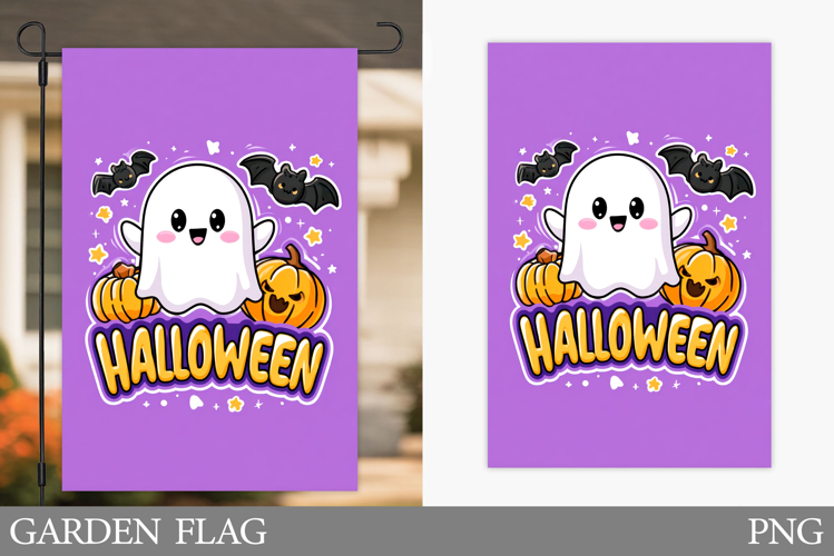 Ghost Garden Flag Sublimation. Halloween Garden Flag Design