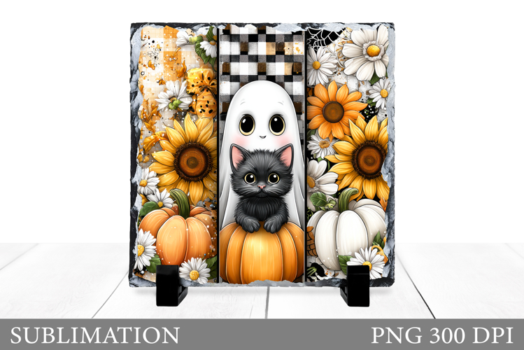 Halloween Slate Sublimation. Cute Ghost Slate Design